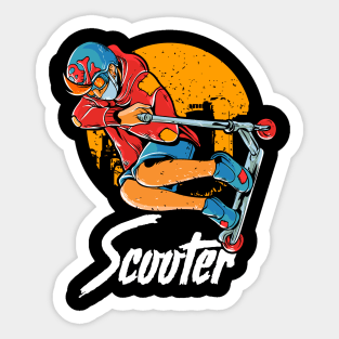 Cute & Funny Scooter Kid Riding Tricks Sticker